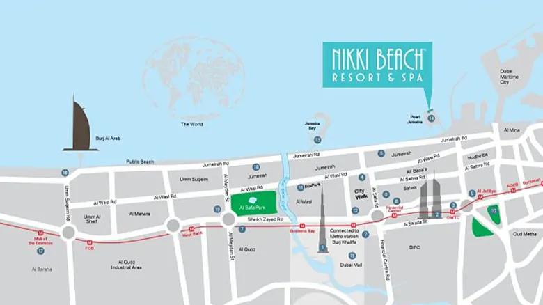 موقع شقق للبيع في نيكي بيتش ريزيدنسيز Location of Apartments for sale in Nikki Beach