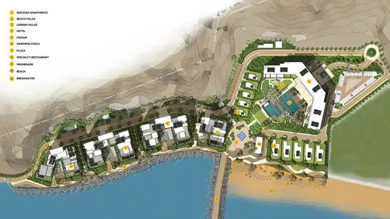 موقع شقق للبيع في العنوان رزيدنسز منتجع Location of Apartments for Sale in Address Fujairah Beach Resort الفجيرة